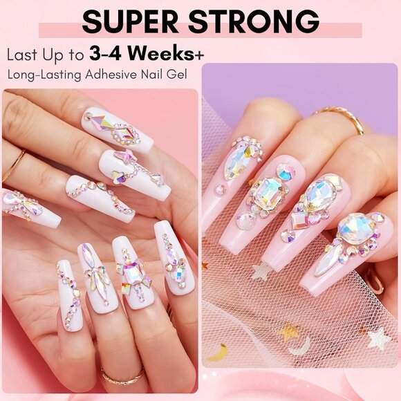 Crystal Rhinestones with Gel Glue, 15ML Strong Adhesive for Gems - Picture 3 of 8